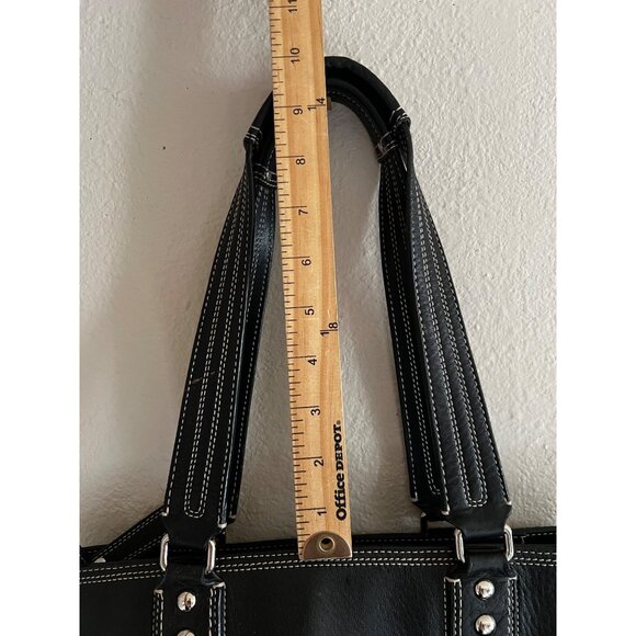 Vintage Coach Hampton Black Pebble Leather Tote Turnlock Zip Medium Bag F13959 - Picture 3 of 13